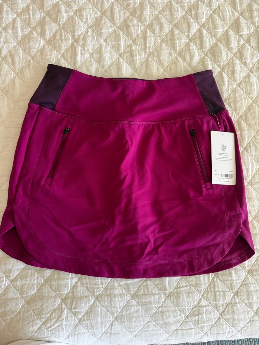 Athleta Magenta Active Skort with Dark Plum Waist Panels